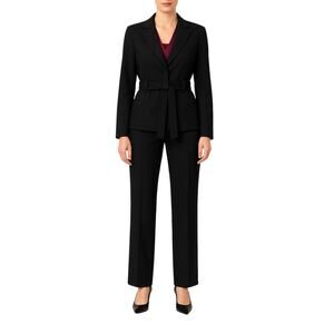 Larry Levine Black Women's Pantsuit Blazer & Straight Leg Dress Pants 4 Small